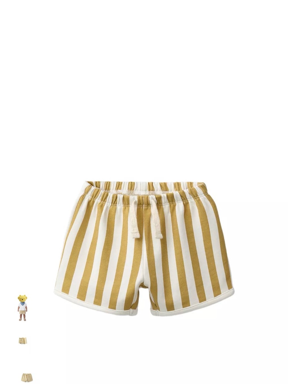 Zara Mustard and Cream Striped Knit Drawstring Shorts